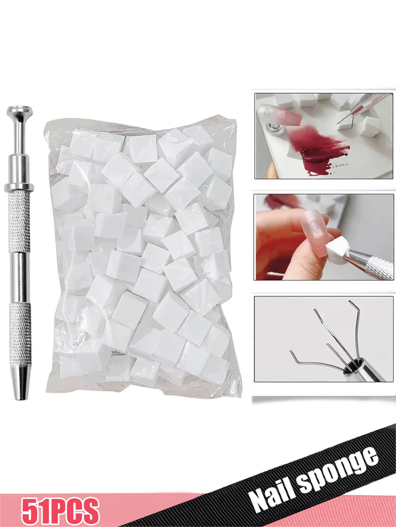

1/2 Set 1cm Mini Tofu Sponge For Nail Art Gradient & Blending, Grabber Brush Tools With Cheek Stamping Pad, Makeup Stamping Kit