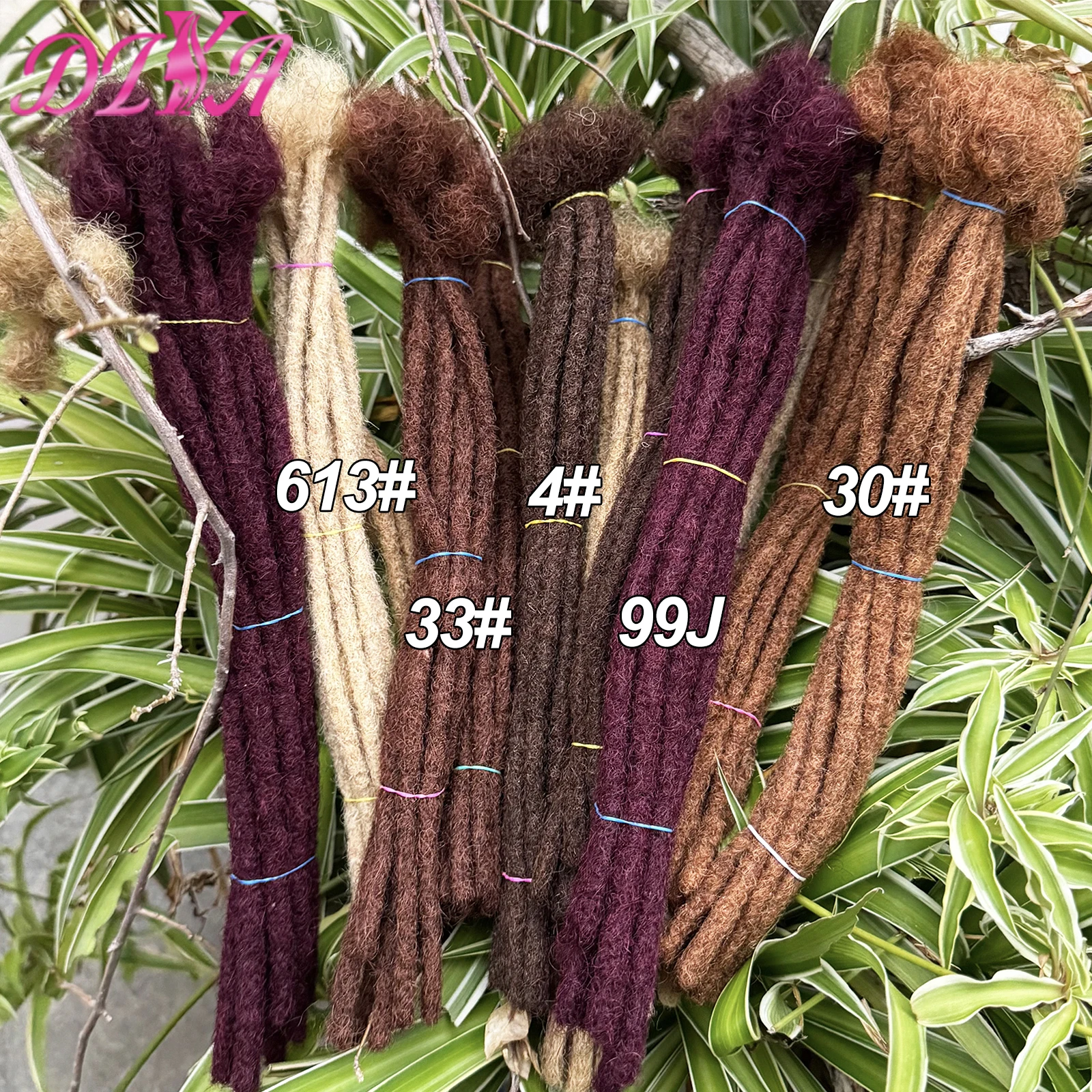 Extensões de Cabelo Humano Coloridas de 0,6cm de Largura e 10 Polegadas, 100% Cabelo Humano, Extensões de Dreadlocks para Homens, Mulheres e Crianças, Podem Ser Tingidas