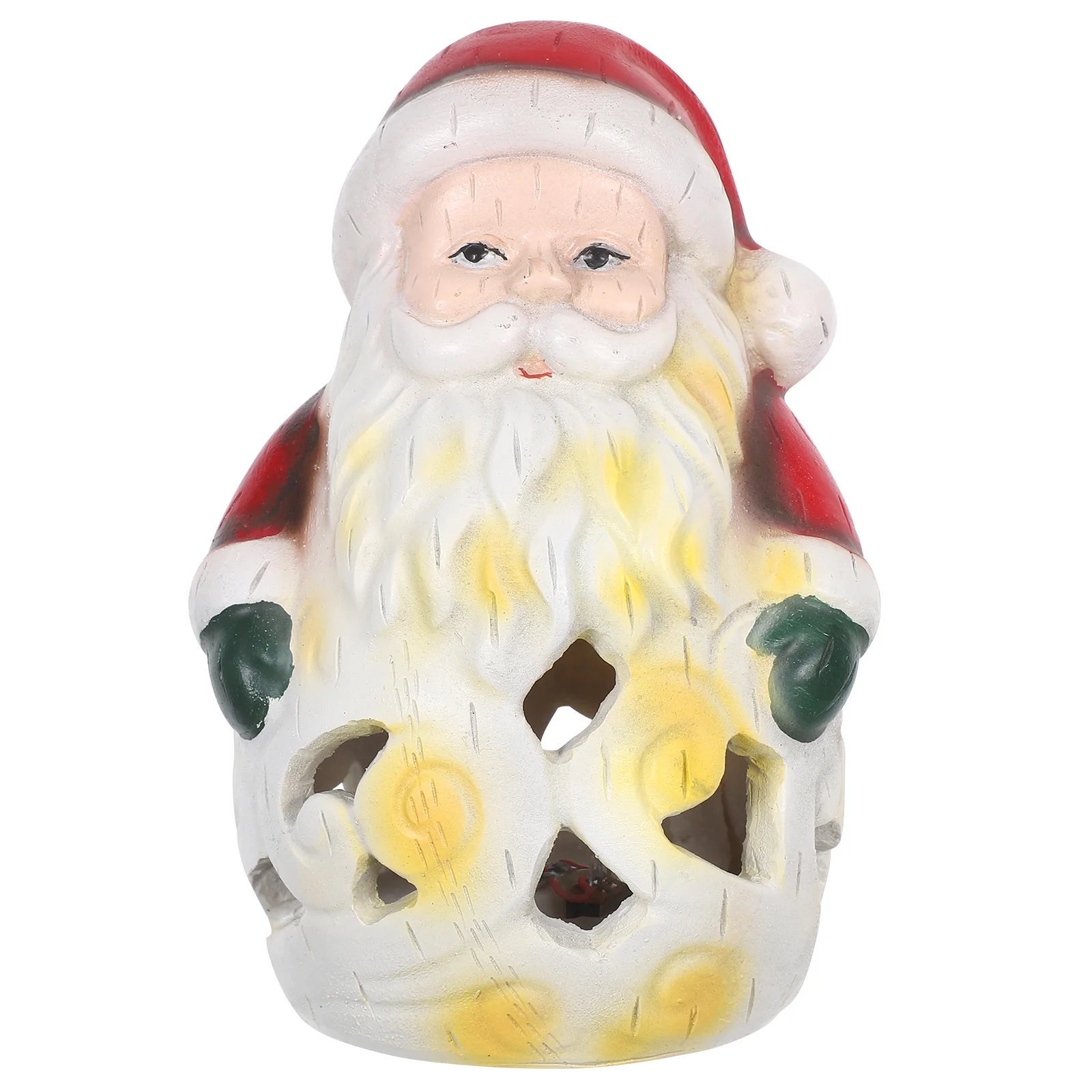 

Festive Santa Statue Hollow Out Christmas Night Light Resin Holiday Shelf Decor Led Ornament Reusable Xmas Decoration Party
