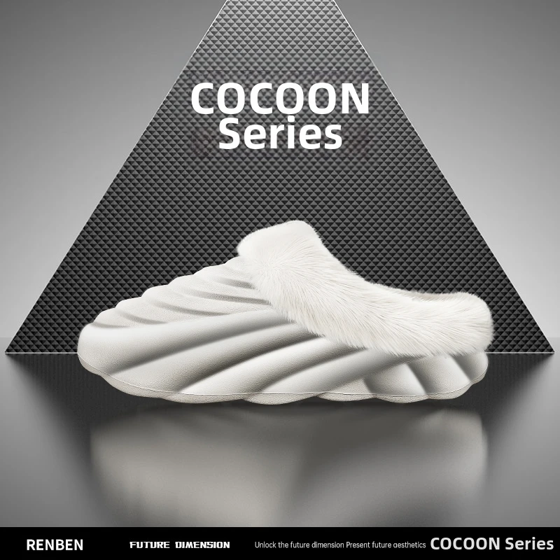 

1 Pair Fleece Warm Slippers High-quality Fashionable Design Inner Outer Separation Waterproof Upper Wear-resistant Outsole