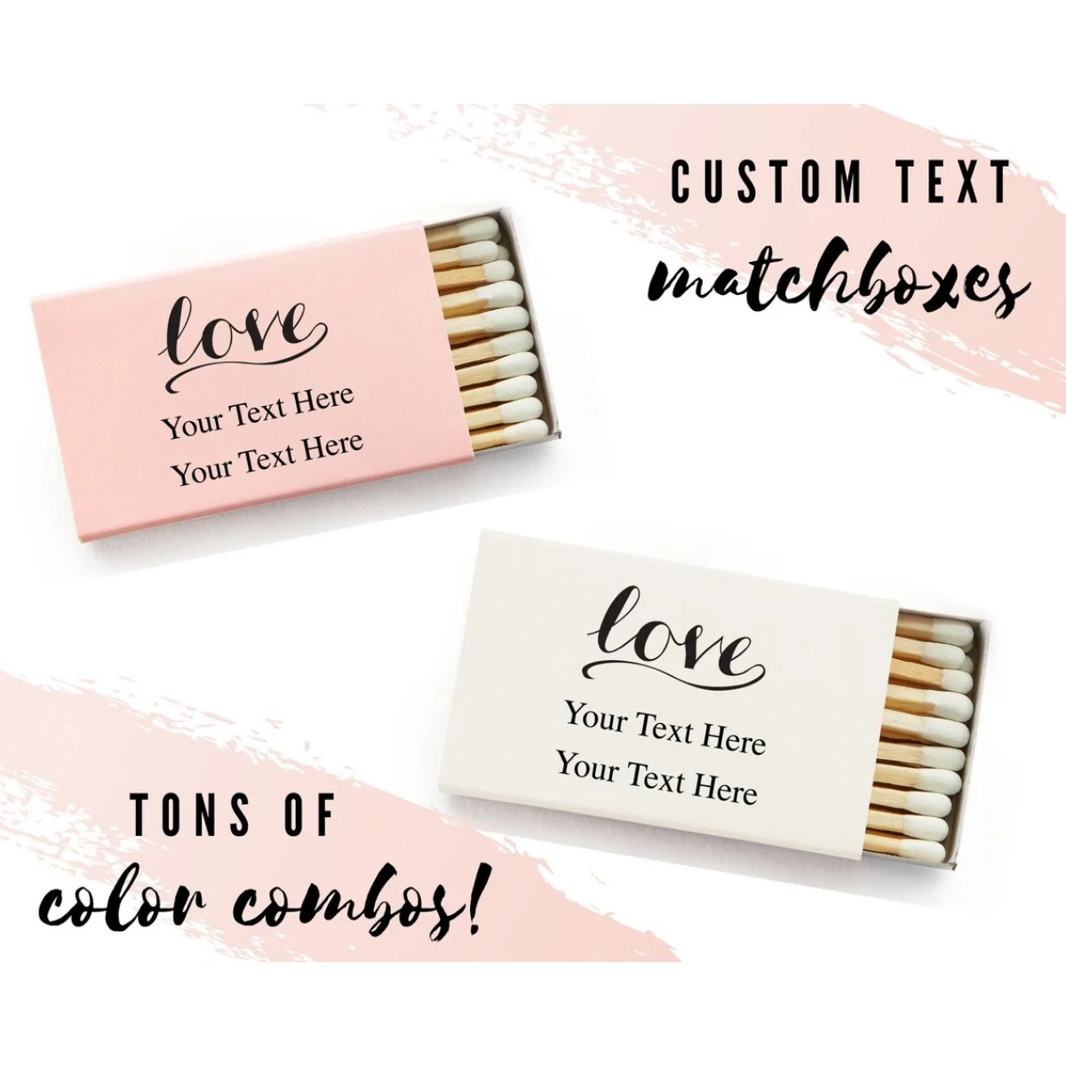 

Set of 50 Love Script Matchboxes - Custom Wedding Matchbox - Personalized Wedding Matchboxes - Wedding Favors - Wooden Matches -