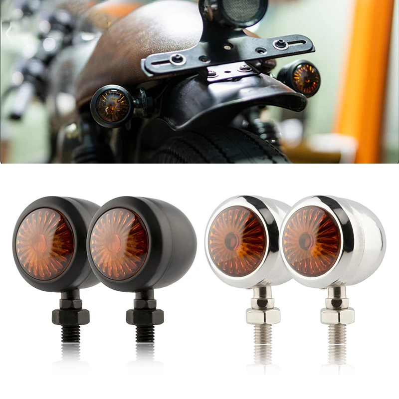 

Motorcycle Chrome Bullet Turn Signals Indicator Light Retro Motorbike Blinker Lamp intermitentes moto For Yamaha Honda Suzuki