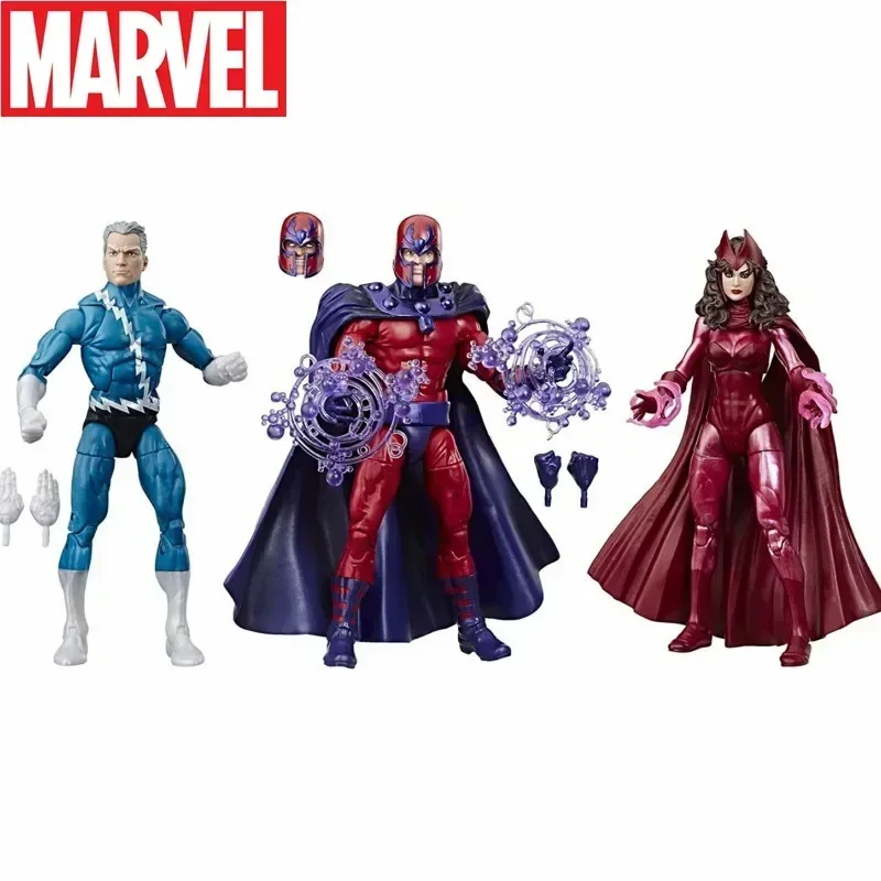 Marvel Legends 80th X-men Action Figure 3-pack Toys Comics Family Matters Quicksilver Magneto Scarlet Witch Doll Anime Model Toy