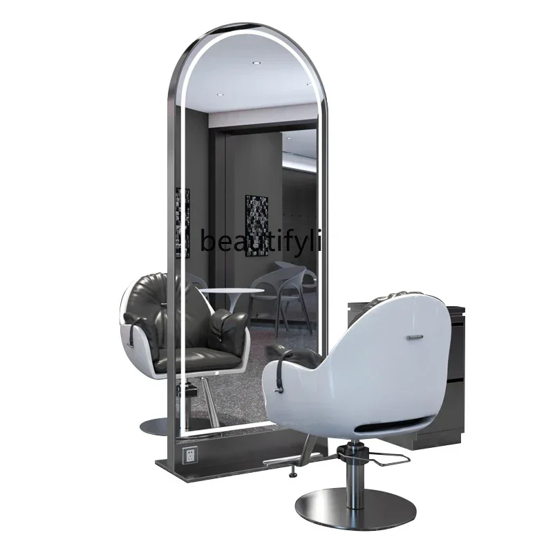 Hair Salon Double-Sided Floor Mirror Hair Cutting Full-Length Mirror Barber Shop Single-Sided Mirror for Hair Salon