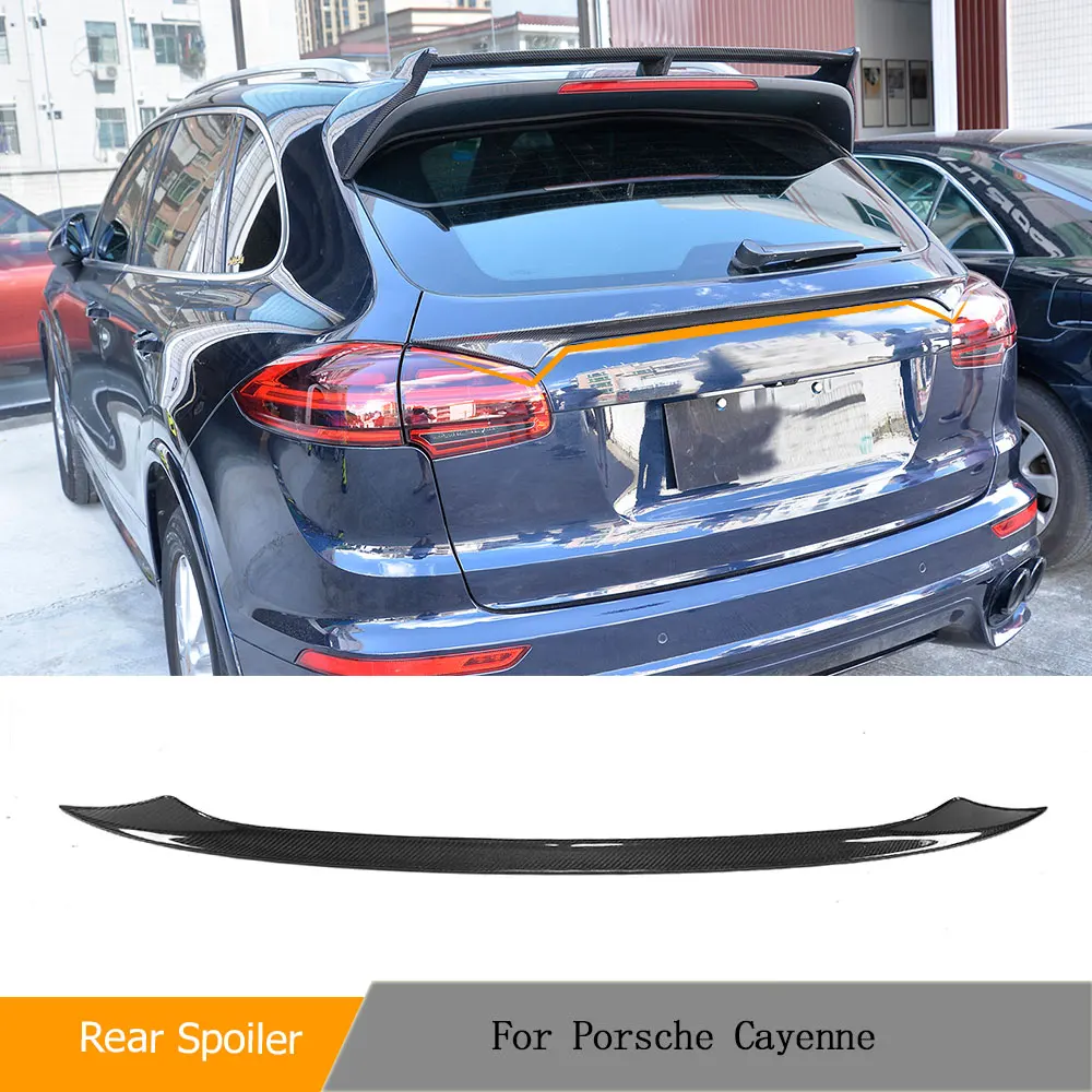 Car Rear Middle Spoiler Wing for Porsche Cayenne 958 SUV 4 Door 2015-2017 GTS S Sport Carbon Fiber Trunk Wing Spoiler Trim Stick