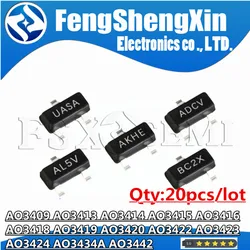 AO3409 A99T AO3413 AO3414 AE9T AO3415 AO3416 AO3418 AO3419 AO3420 AO3422 AO3423 AO3434A AO3442 Transistor Mosfet SOT23