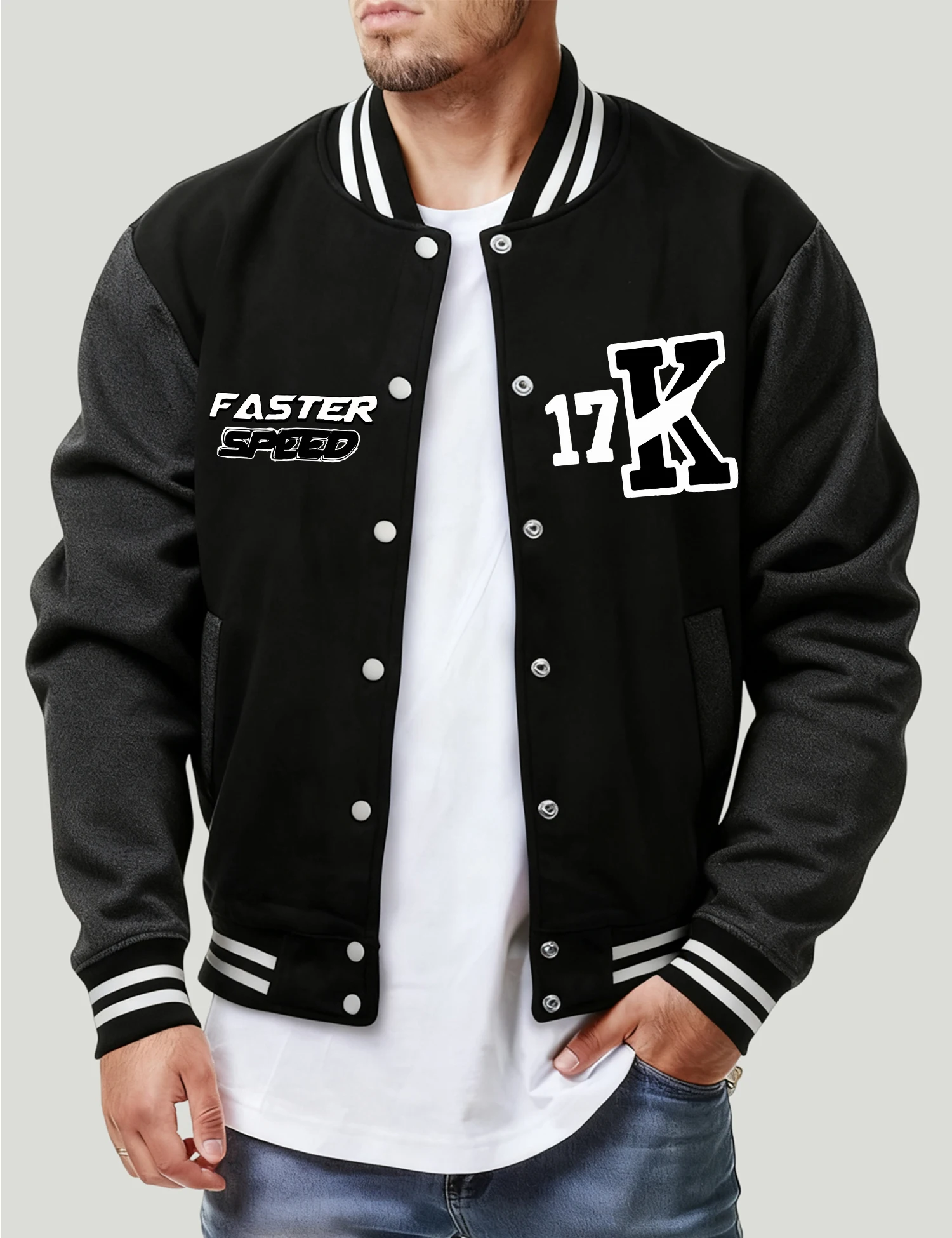 

Faster Speed 17 Art Letter K Design Baseball Jersey Men Casual Streetpullover Autumn Fashion Menswear Fleece Pocket Clothes