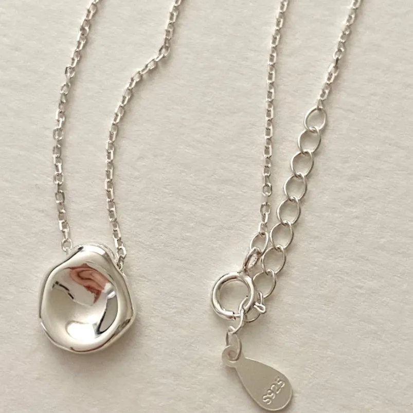 

[Cciris.Com] 925 Silver Asymmetric Pendant Necklace Japan Minimalist Hypoallergenic Wholesale Dainty Layering Jewelry for Women