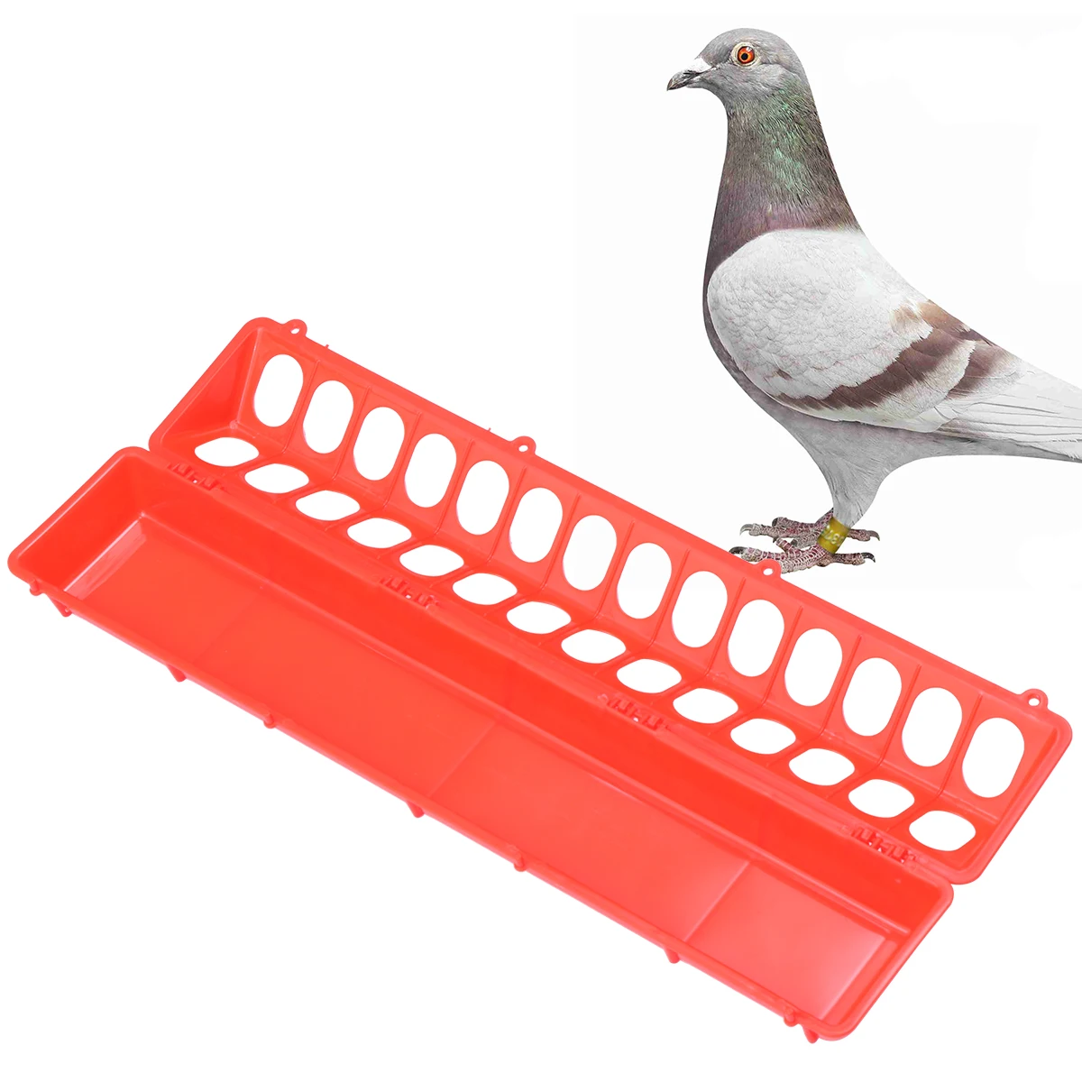 

1 pc Pigeon Feeding Trough Slot Chicken Bird Food Dispenser Container Parrot Budgie Cockatiel Pet Feeder Durable Red