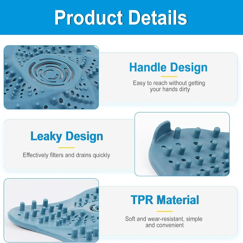 1pc Anti-blocking Hair Catcher Shower Strainer Bathroom Floor Drain Cover Sink Strainer Filter Kitchen Bathroom Accessories