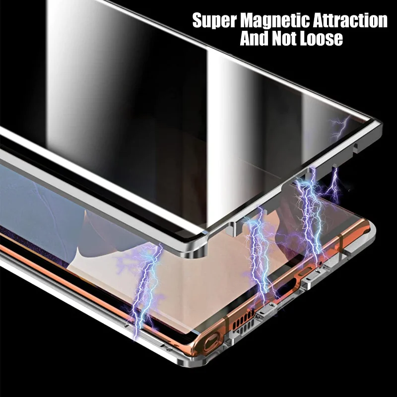 Magnetyczne etui anty-podglądowe z dwustronnym szkłem hartowanym do Samsunga S26 S25 S24 S23 Ultra Note 20 S20 FE Note 10 Plus Note 9 — zdjęcie produktu 3