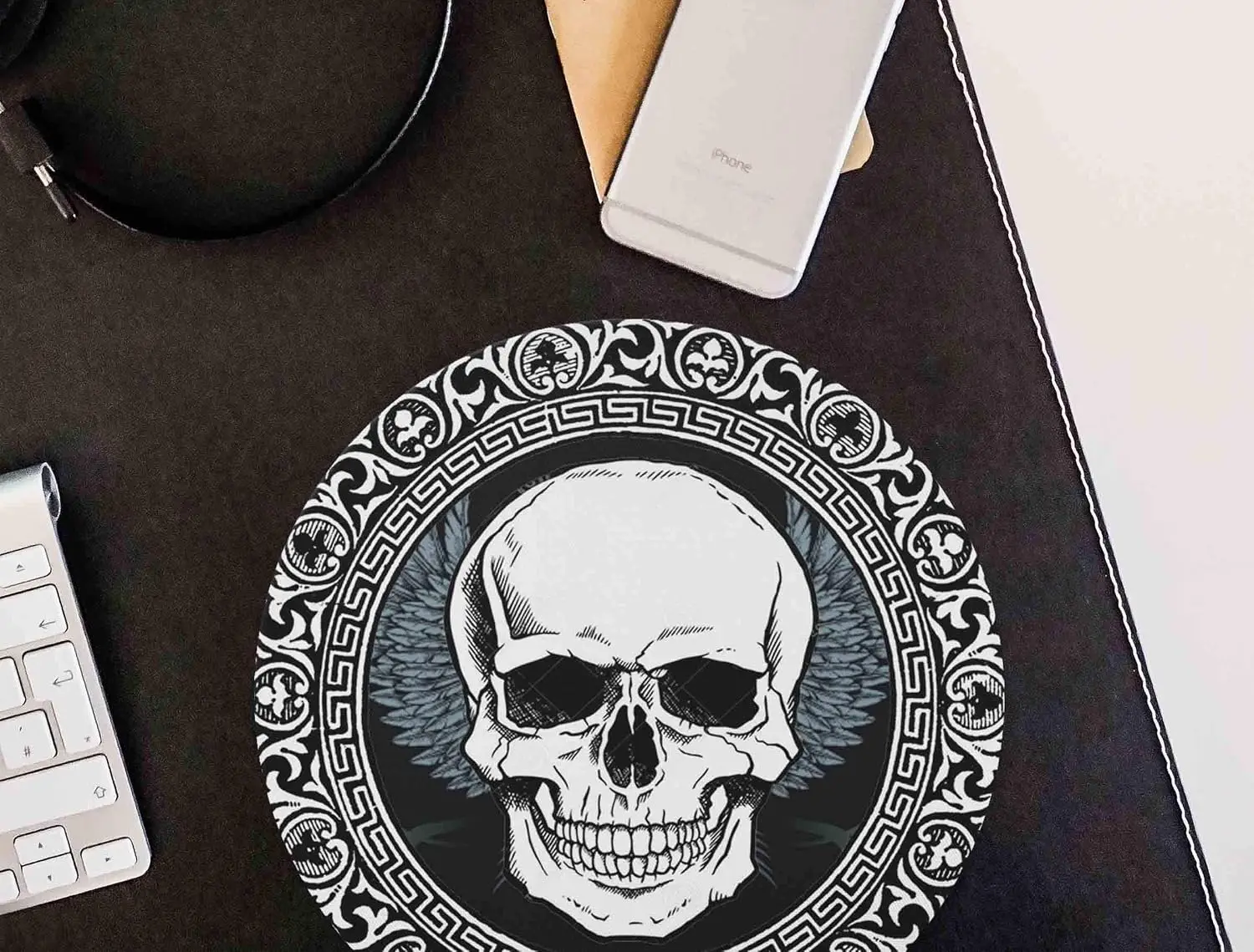 Mouse pad 1pc Round mouse pad Gaming mouse pad Skull design 7 87 inch 7 87 inch hot selling