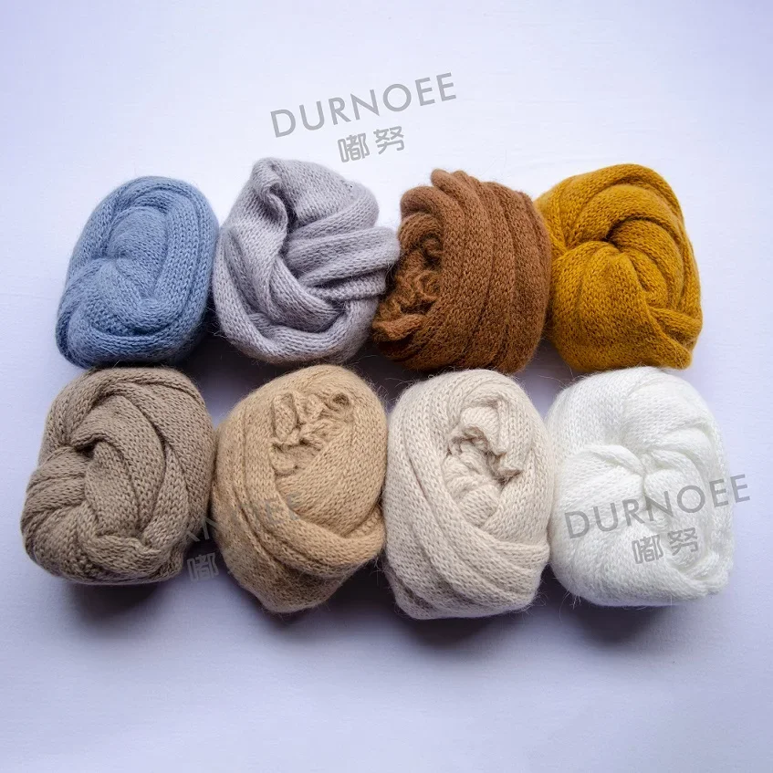 Baby Swaddling  Blanket Newborn Photography Receiving Stretchable Wool Wrap Handmade Hat Photo Shooting Accessories