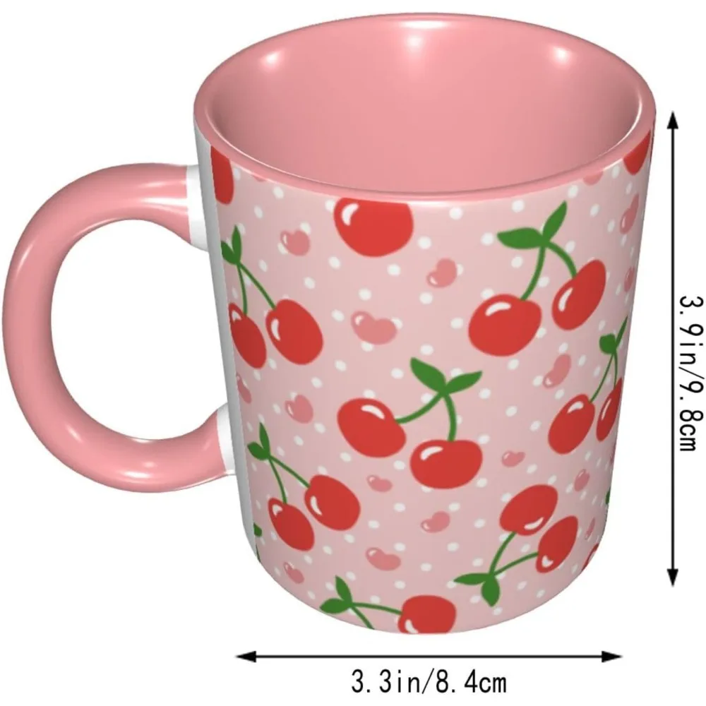 Cherry Funny Coffee Mug 11oz - Ceramic Novelty Tea Cup Gifts for Office and Home Kitchen Microwave Safe