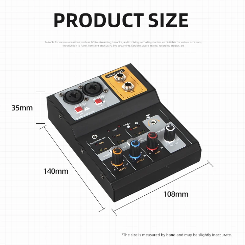 Mini 2-kanaals audiomixer PC voor het opnemen van audioapparatuur live-uitzending professionele opnamemixers mini-mengpaneel