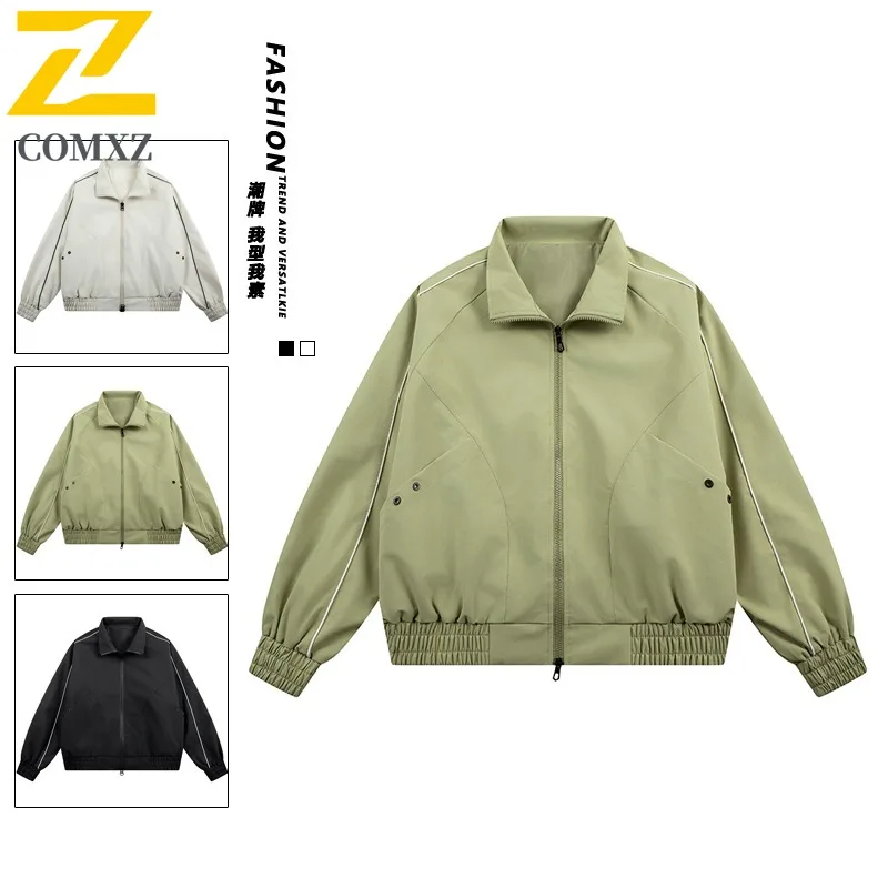 

COMXZ Men Trench Coat 2025 Turndown Collar Travel Cycling Casual Lightweight Hiking Jackets Outdoor Walking Camping Outerwear