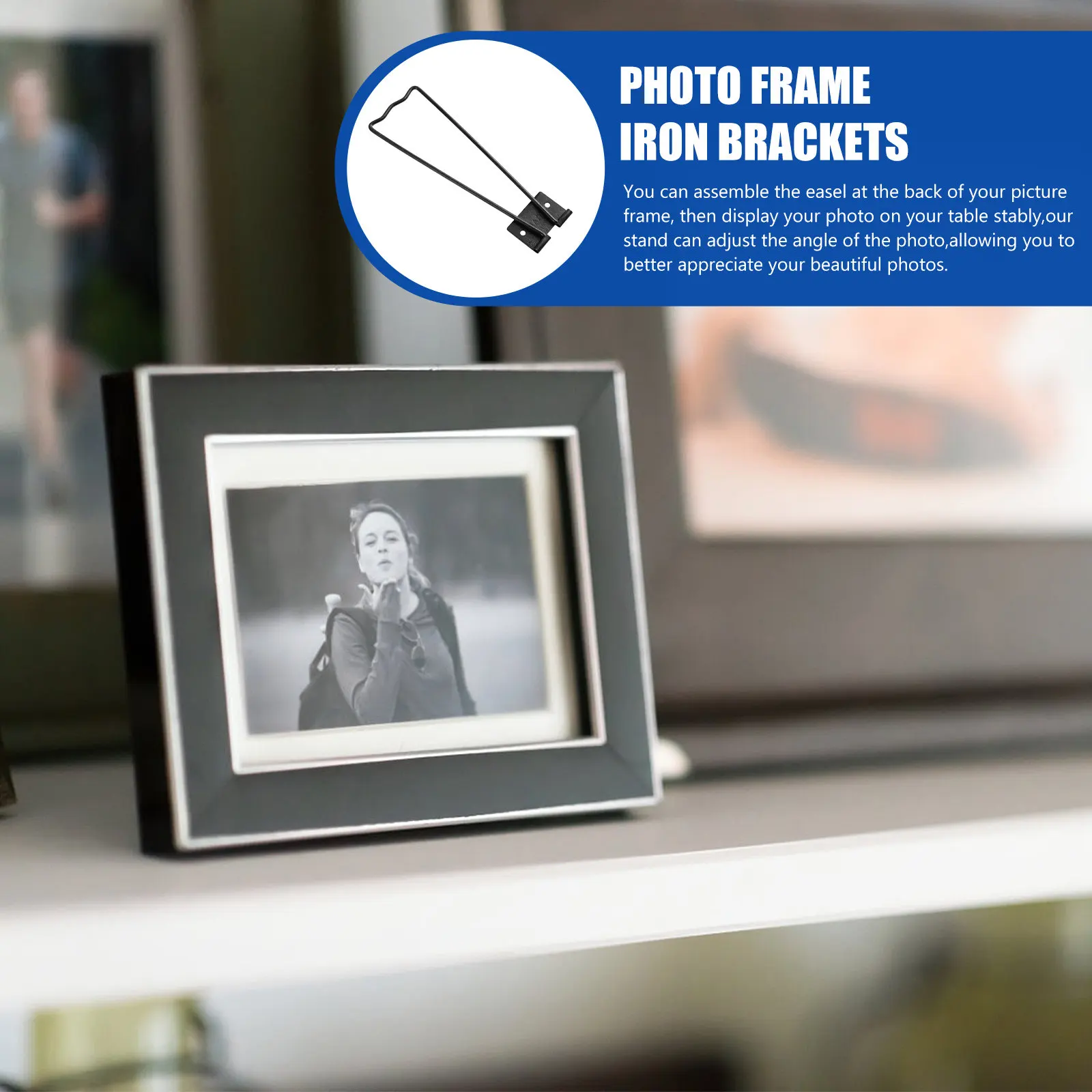 10Pcs Metal Picture Frame Holders Glazed Iron Frame Support Brackets for Stable Photo Display Adjustable Easel Stand for Desk