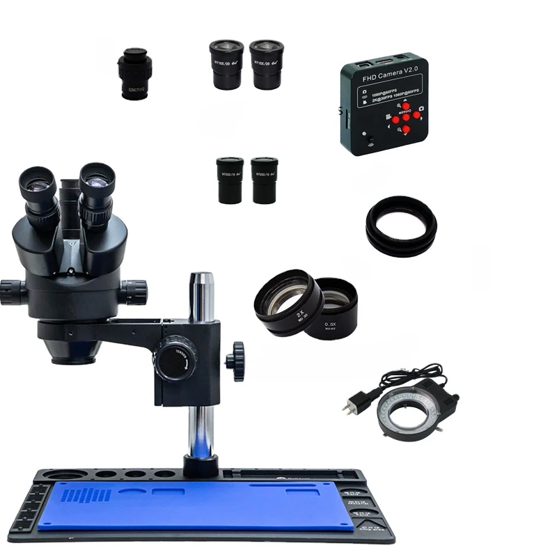 38MP 2K HDMI Microscope Camera Trinocular Stereo  3.5-180X Simul-focal Continuous Zoom 1/2 CTV Adapter Big Workbench