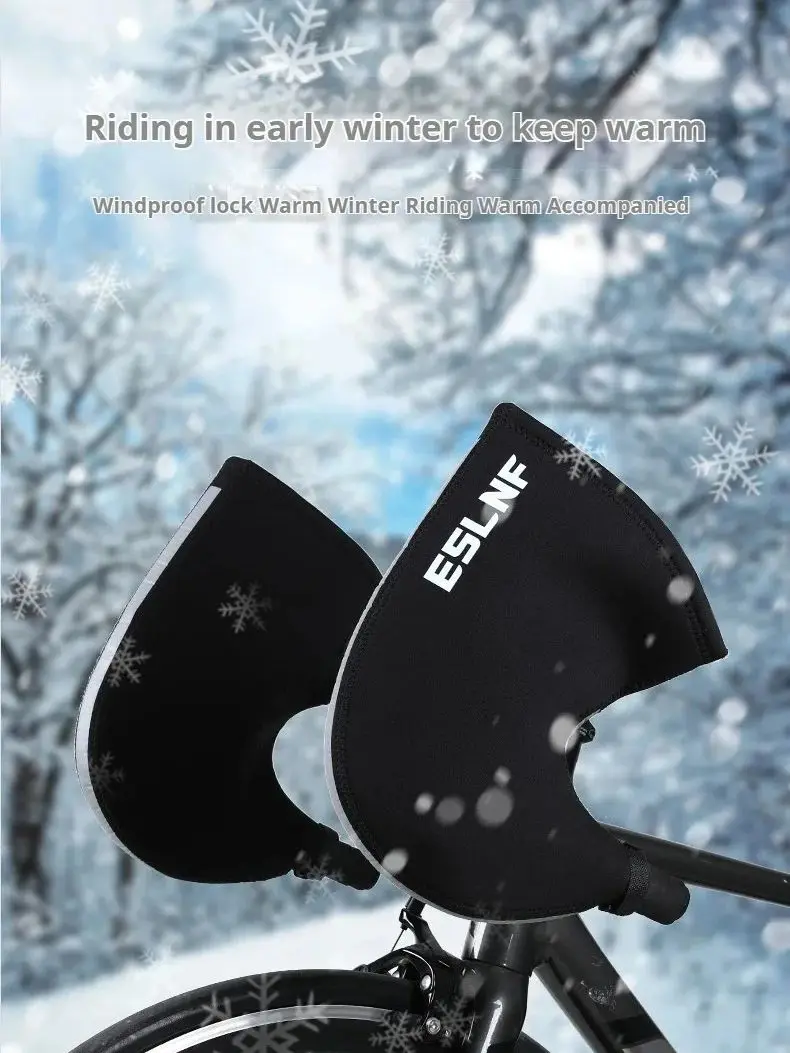AliExpress NONE ESLNF Winter MTB Road Bike thickened Gloves Windproof Warm Cycling Hand Guards Cold Handlebar Gloves Riding Equipme