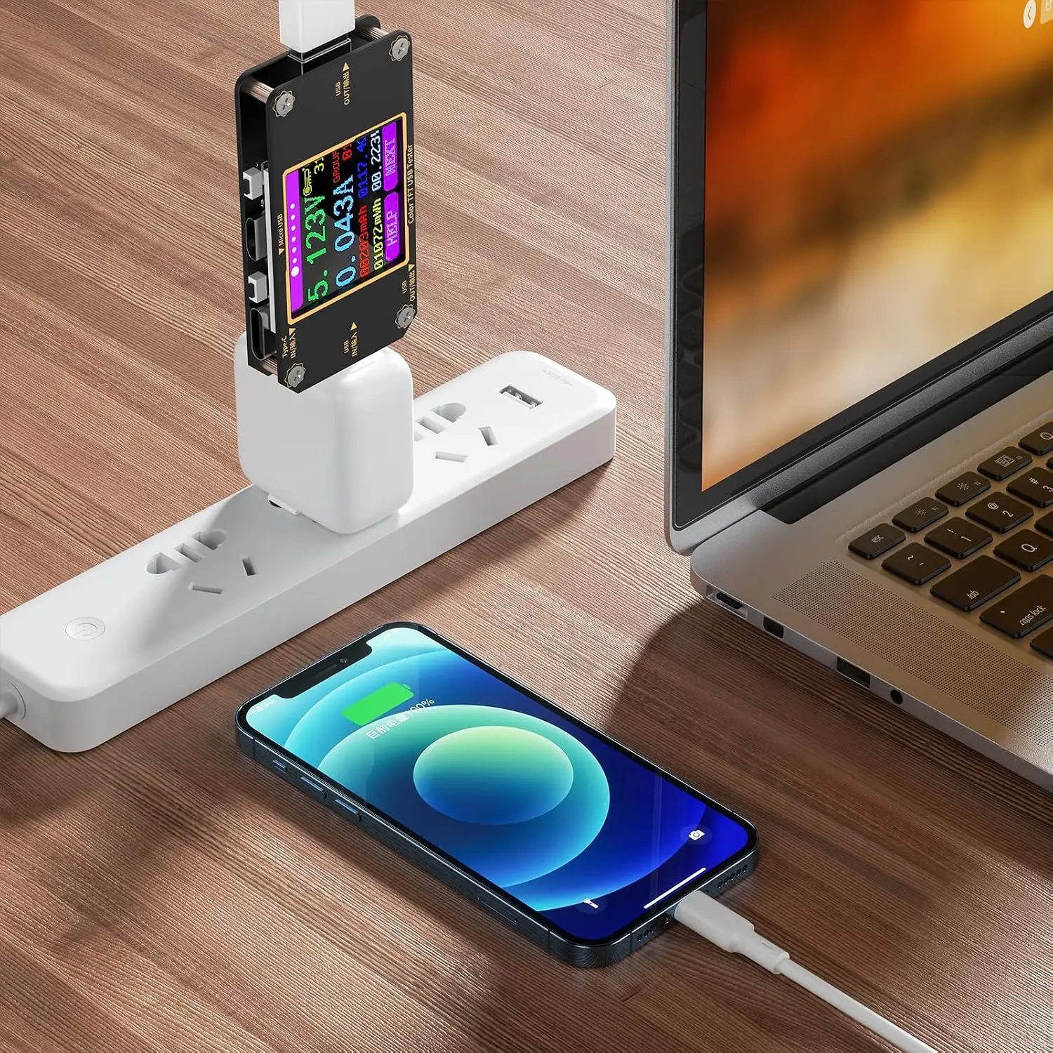 YOJOCK USB Tester Meter Digital USB C Power Meter Voltmeter, 2-in-1 Multimeter Voltage and Current Tester, PD Battery
