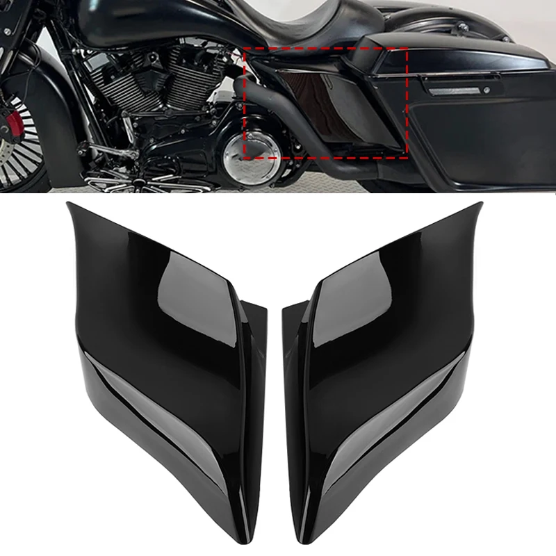 

Bright Black Motorcycle Side Battery Cover Panels Stretched Extended For Harley Touring Electra Street Glide Road King 2009-2013