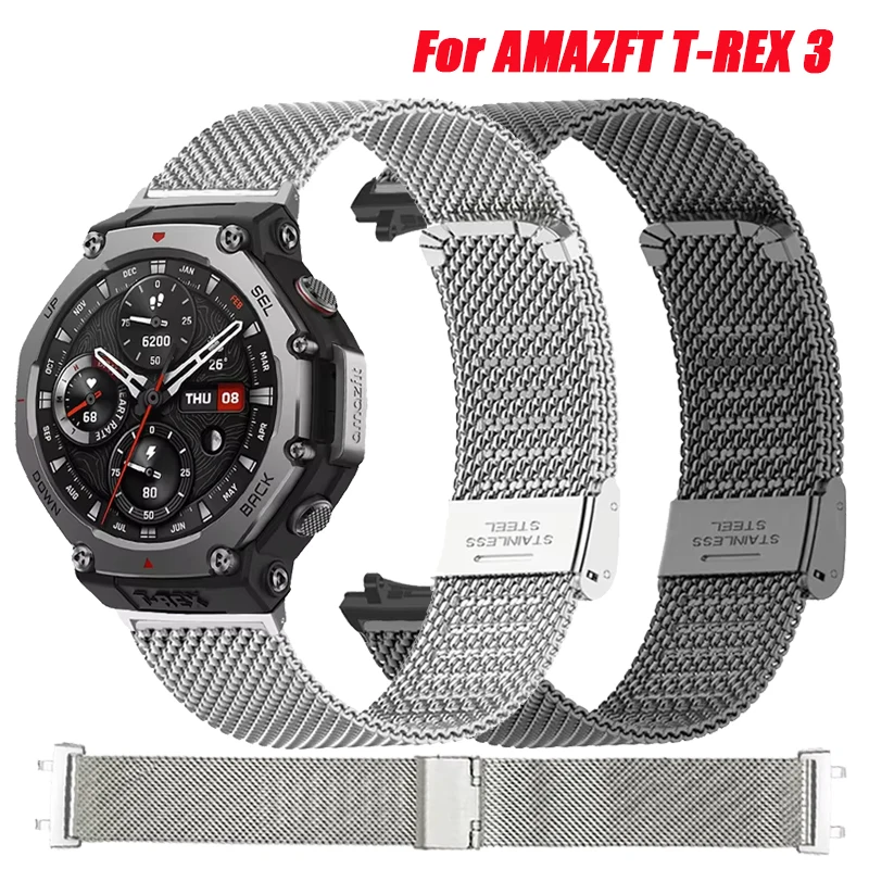 

Metal Strap For AMAZFT T-REX 3 Stainless Steel Bracelet Correa For Amazfit T Rex 3 Smart Watch Watchband Wrist Accessories