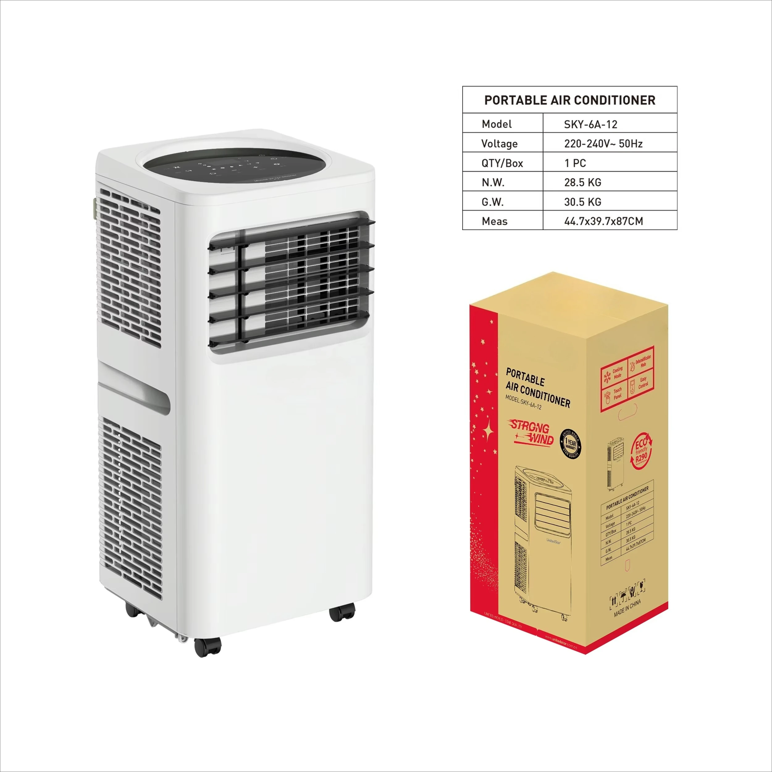 15 Years Factory 12000 BTU R290 Remote Control Portable Air Conditioner Indoor  Mobile air Conditioner  Mini Cooler for Home Use