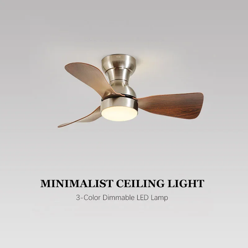 Bauhaus Mid-Century Ceiling Fan Light with LED 3-Color Changing Bedroom Living Room Dining room Indoor Lamp Quiet DC Motor