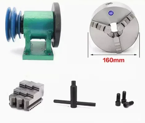 Self-made lathe spindle woodworking DIY metal assembly bead machine 160mm 3-jaw centering chuck gear assembly kit indexing head