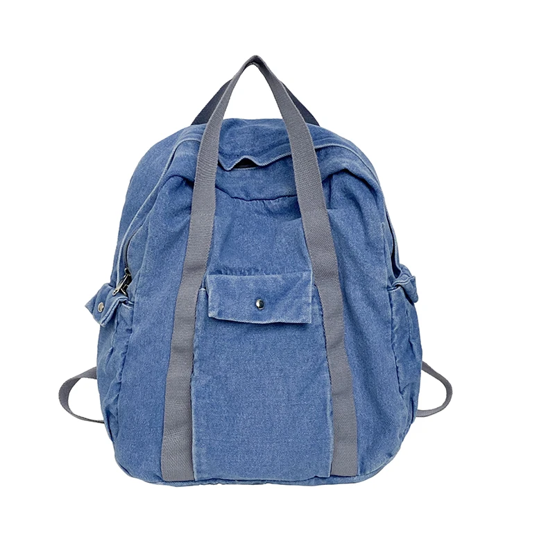 Casual Fashion Denim School Bags Large Capacity Zipper 2025 High Quality Personality Youth Backpacks for Women Softback