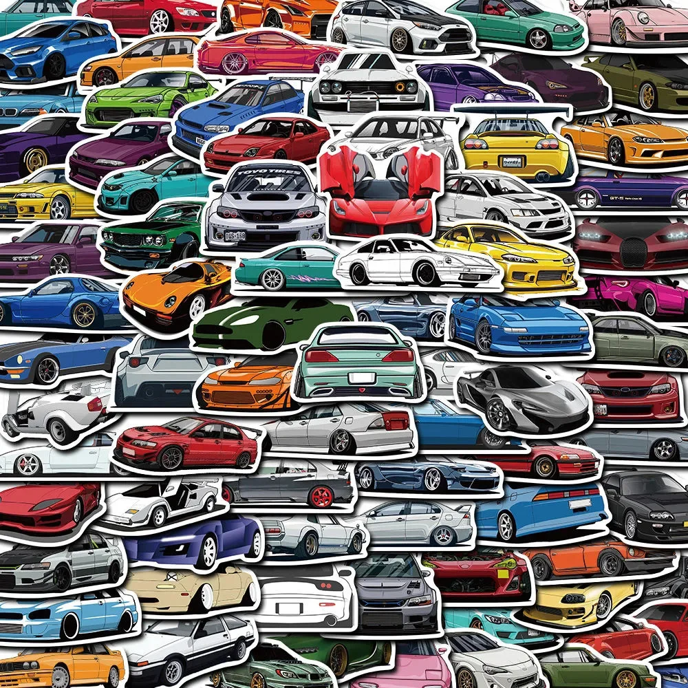 10/30/50/100 Stück Coole JDM Retrofit Rennwagen Graffiti Aufkleber Cartoon-Sticker DIY Koffer Gitarre Skateboard Vintage Aufkleber Spielzeug