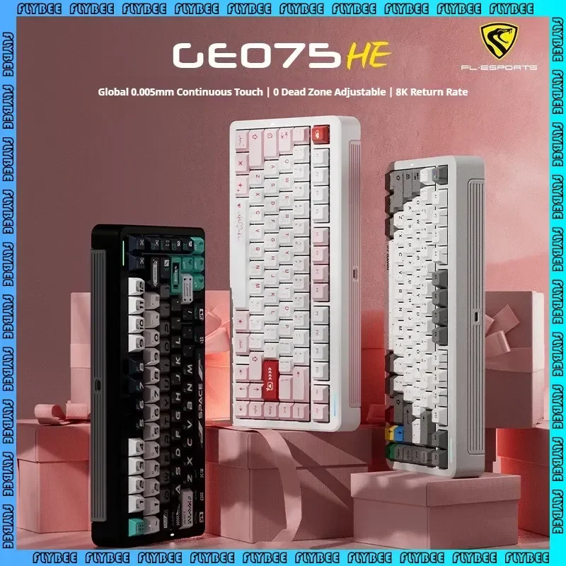 

FLESPORTS Geo75HE Алюминиевая магнитная клавиатура Проводная 0,005RT 8K с низкой задержкой и возможностью горячей замены Индивидуальная игровая клавиатура