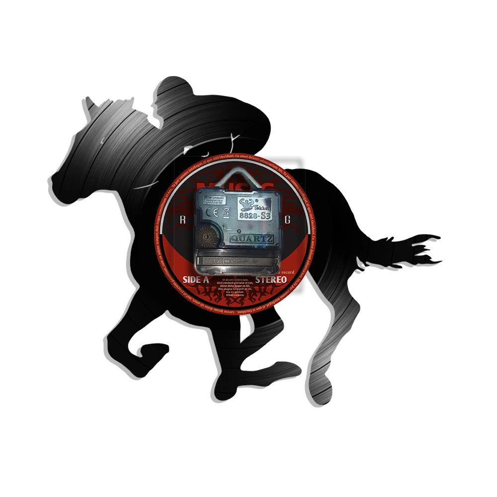 Horse Riding Vinyl Record Wall Clock for Jockey Racing Show Jumping Equestrian Farm Ranch Retro Home Decor Timepieces Wall Watch