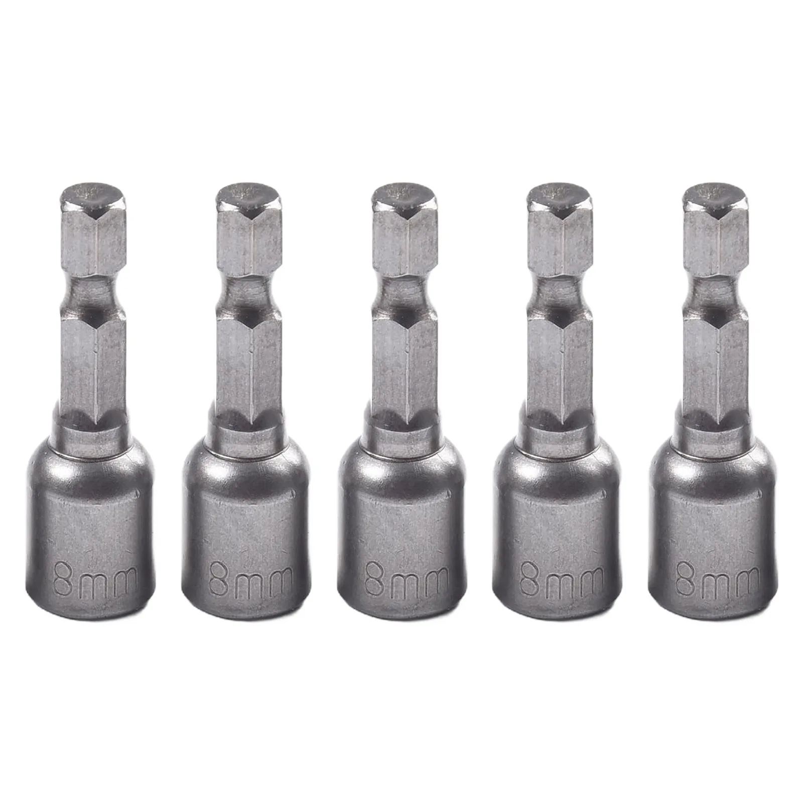 Power Tools Socket Adapter Set 8mm Magnetic Nut Driver Quick Release Chrome Vanadium Steel Fits Power Drills Grey