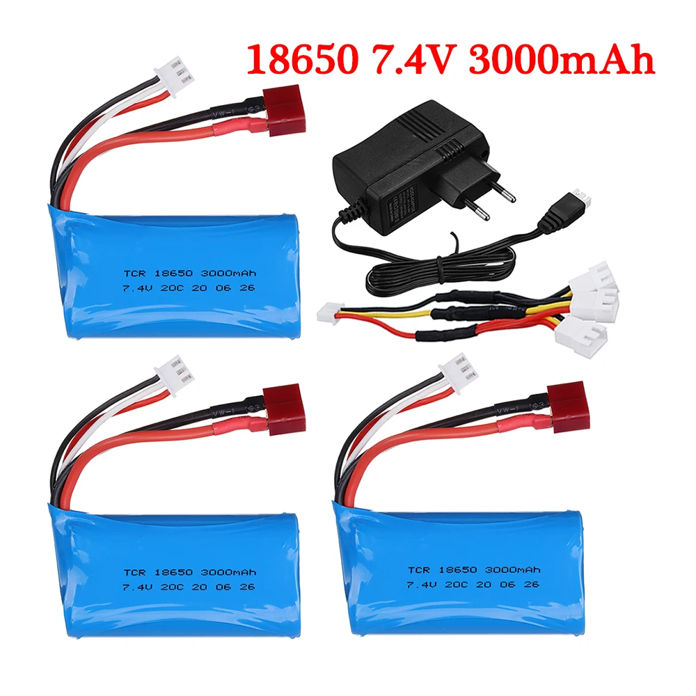 7.4V 3000mAh 18650 Lipo Battery for Wltoys 10428 /12428/12423 RC Car Parts 2s 7.4v battery For Wltoys 144001 A959-B A969-B Q46