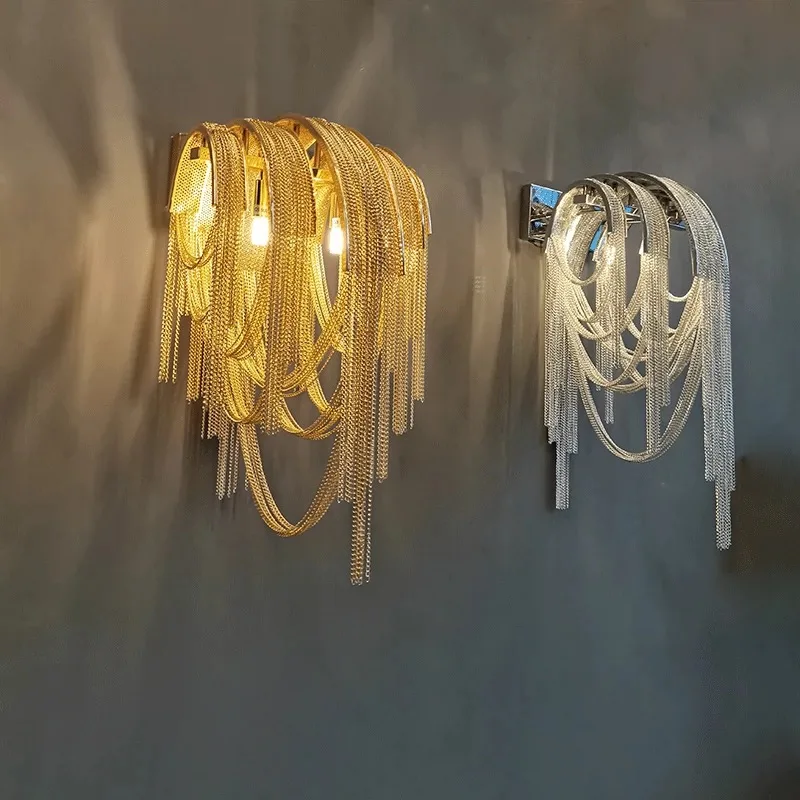 Tassels Aluminium Wall Lamp Modern Chain Luxury Fashional Bedroom Stairs Atlantis Light for Home LED Wall Sconce  wall decor