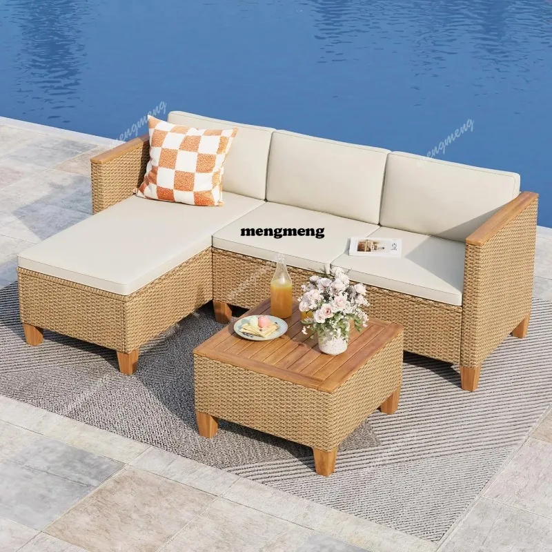 

Плетеная садовая мебель для патио, комплект из 3 предметов: шезлонг, диван-уголок из ротанга, с возможностью индивидуального заказа