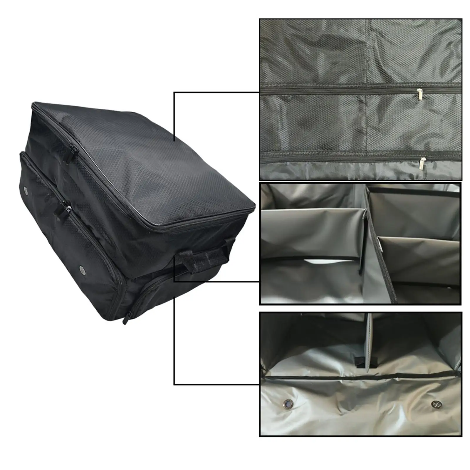 Sturdy Golf Trunk Organizer for Car SUV Truck with Removable Compartments and Breathable Shoe Storage for 2 Pairs of Shoes