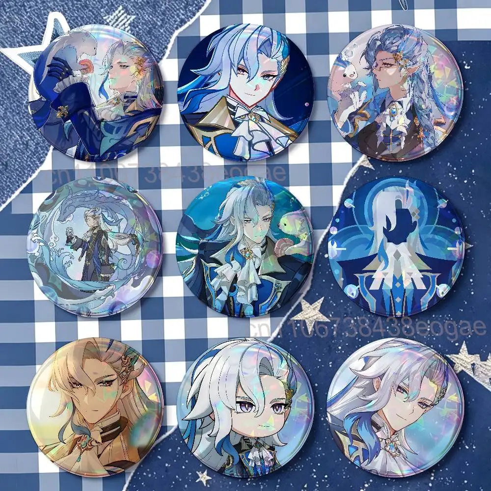 G-Genshin Neuvillette Badges 25 32 44 58 75 mm Round Customizable Wholesale Fan goods Self-made fan freebies