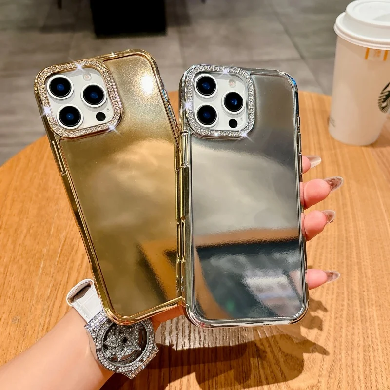 الفاخرة تصفيح الماس عدسة الكاميرا بلون الاكريليك الحال بالنسبة آيفون 16 15 14 13 12 برو ماكس زائد لينة للصدمات غطاء الوفير