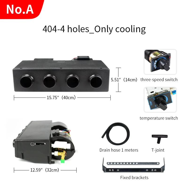 404-4 Holes Auto Air Conditioning Refrigeration Evaporator Assembly Modification Universal 12v/24v For Trucks Excavators Tractor