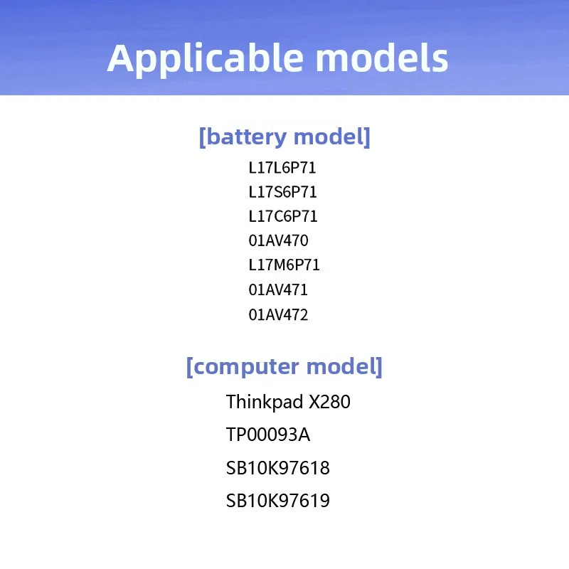 L17L6P71 01AV470 notebook battery for Lenovo ThinkPad X280 TP000093A SB10K97618 SB10K97619