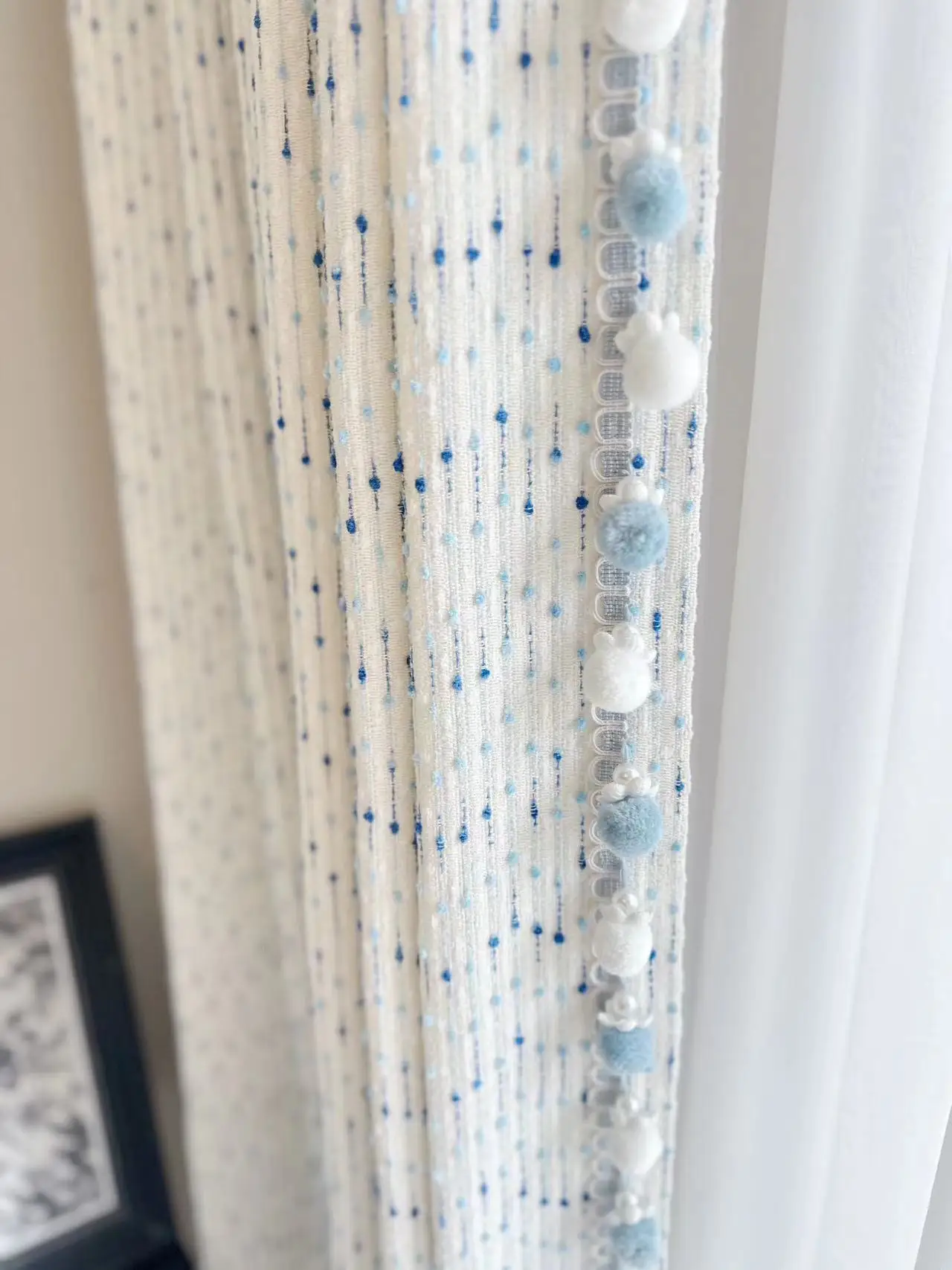 

French Cream Cotton Linen Curtains for Bedroom Living Room Romantic Ice Cream Blue Environmental Children's Boys Girls Customize