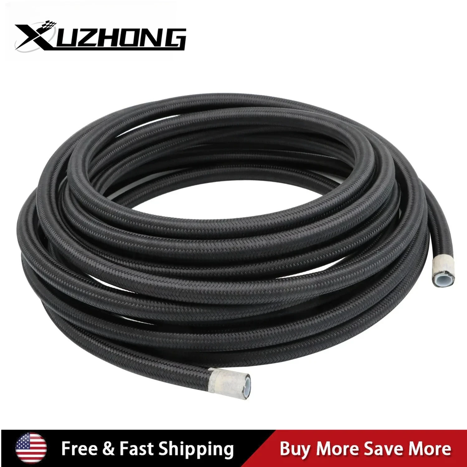 

AN10 PTFE Nylon Fuel Line Hose Oil Gas Line 9.14M For Automotive Fuels Lubricants Coolants Automobiles or Marine Engines Black