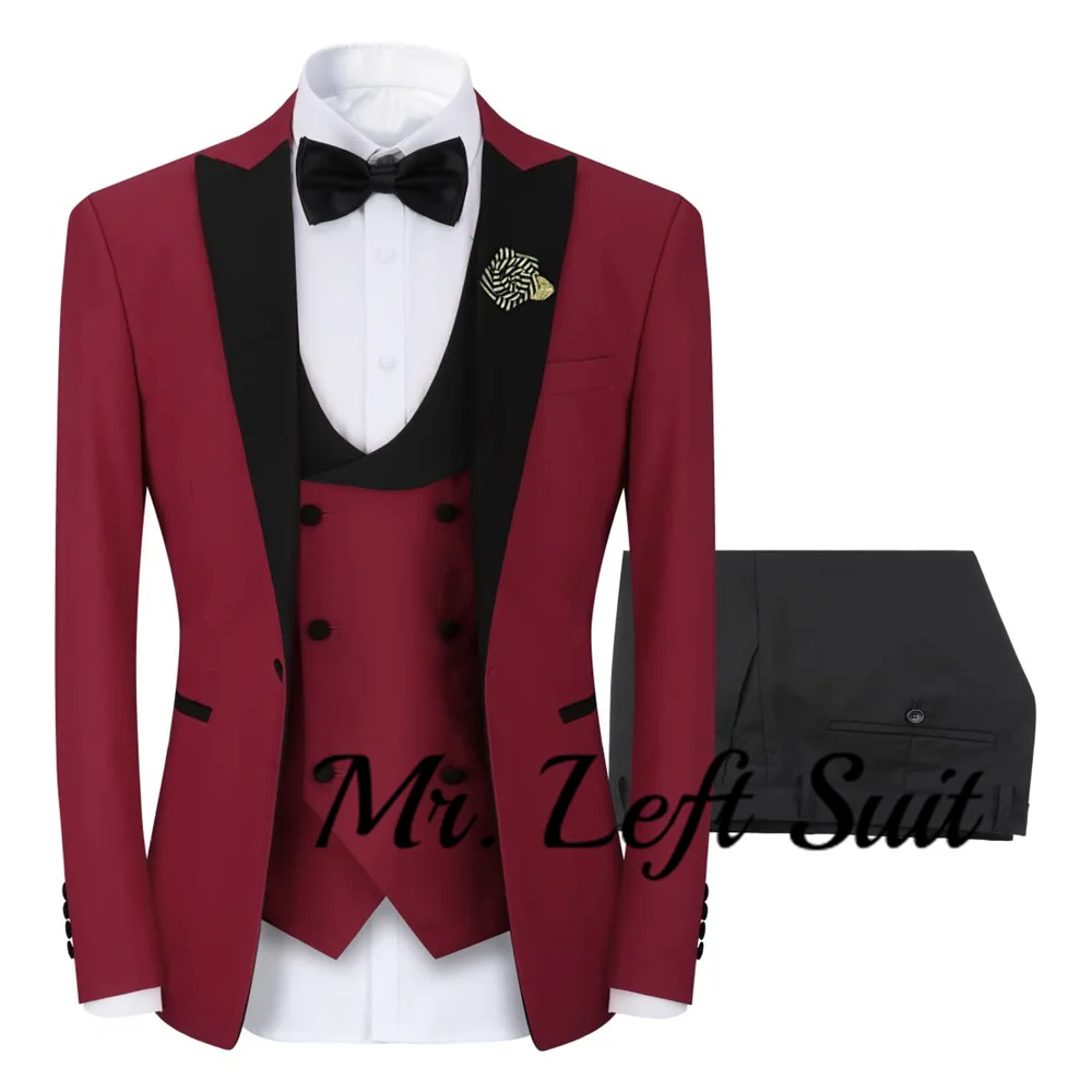 Men\'s 3 Piece Suit Slim Fit One Button Prom Suits Set Blazer Vest Trousers