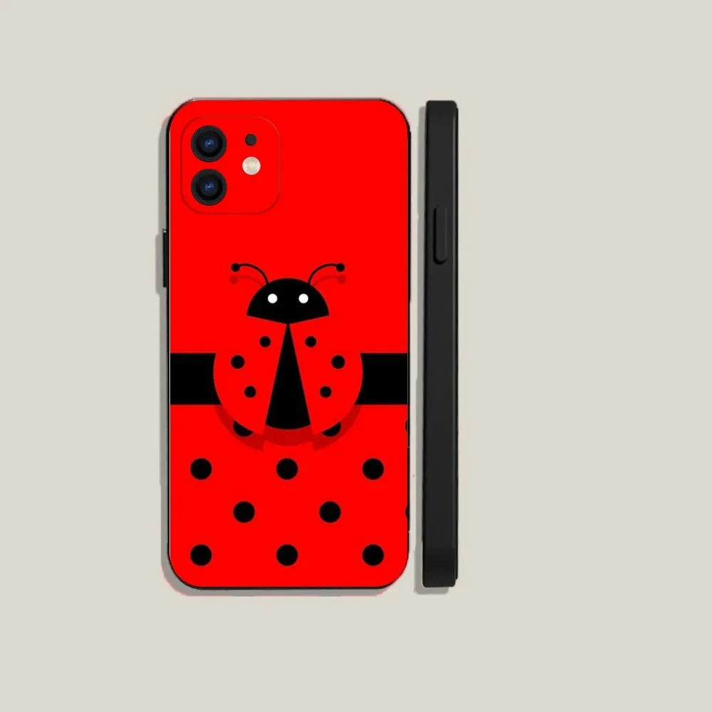 Insect Seven-star ladybug  Phone Case For iPhone 15,14,13,12,11,Plus,Pro Max,XS,X,XR,SE,Mini,8,7 Soft Silicone Black Cover