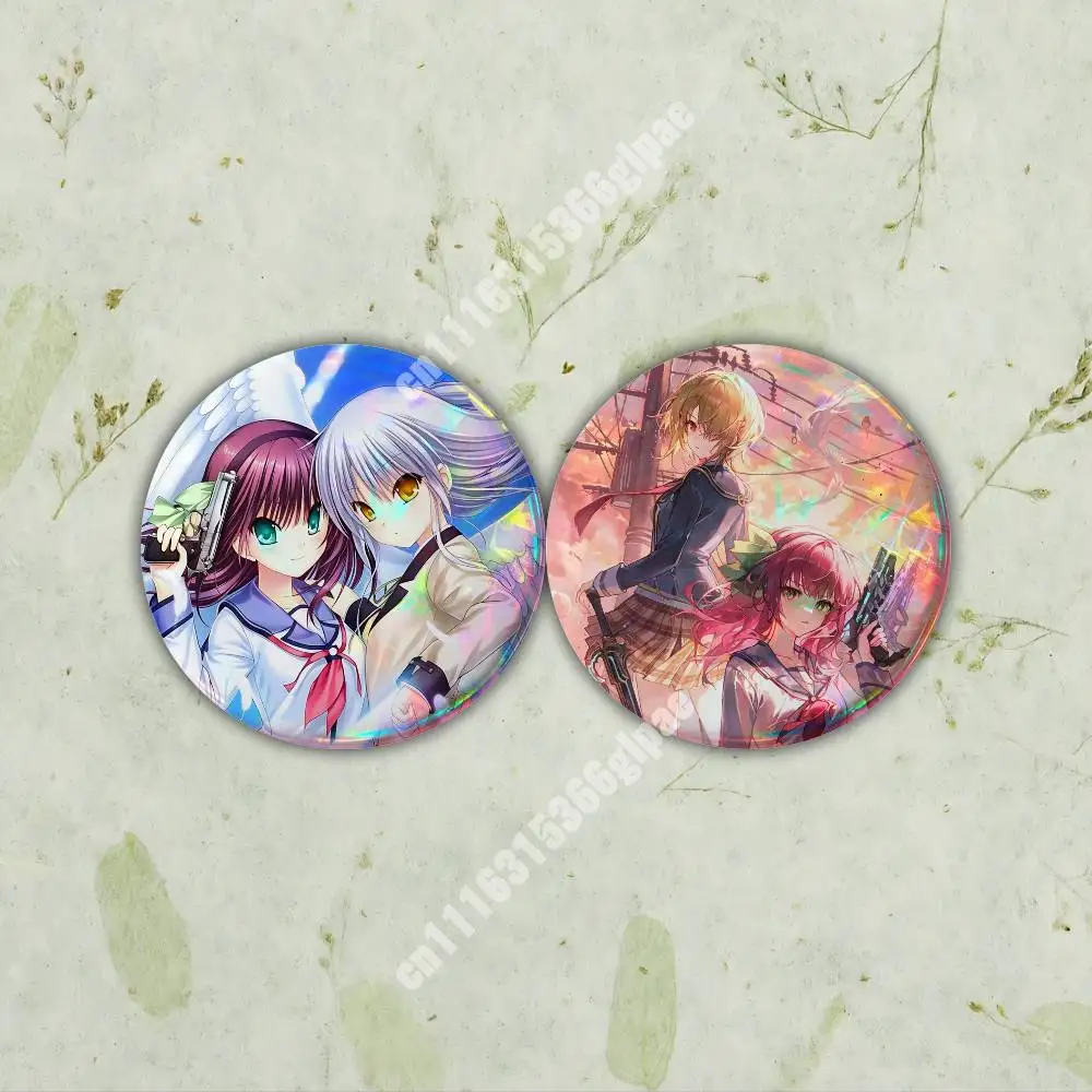 Key Anime Angel Beats Kanade Yuri Yui Pin Badge 2PC Sets for Accessories & Bags & Clothes Metal Button Creative Gift