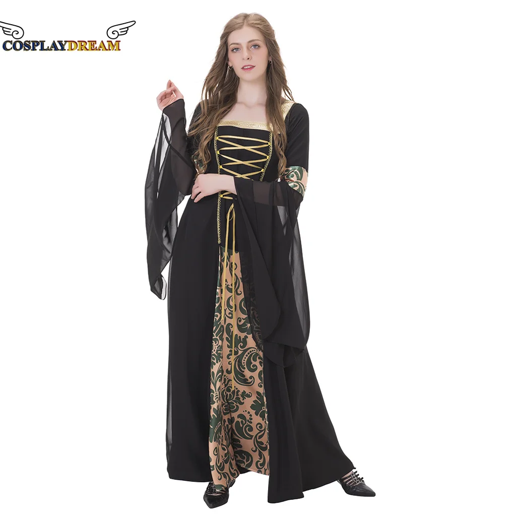 

Medieval Victorian Queen Princess Dress Tudor Baroque Dress Classic Vintage Gothic Byzantine Witch Hooded Dress