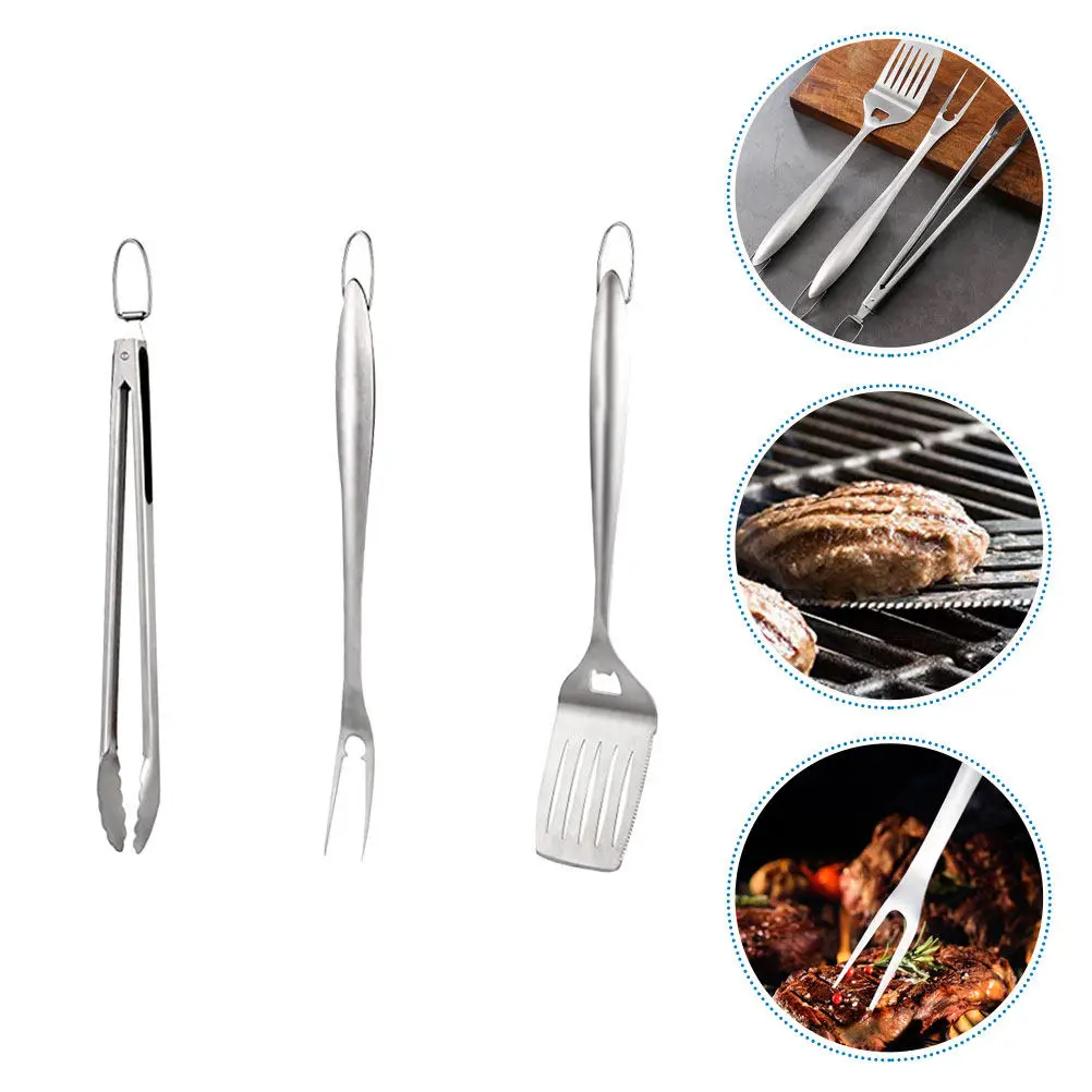 

1Set Outdoor Bbq Tool Set Stainless Steel Barbecue Grill Utensils Fork Spatula Clamp Portable Camping Cooking Accessories
