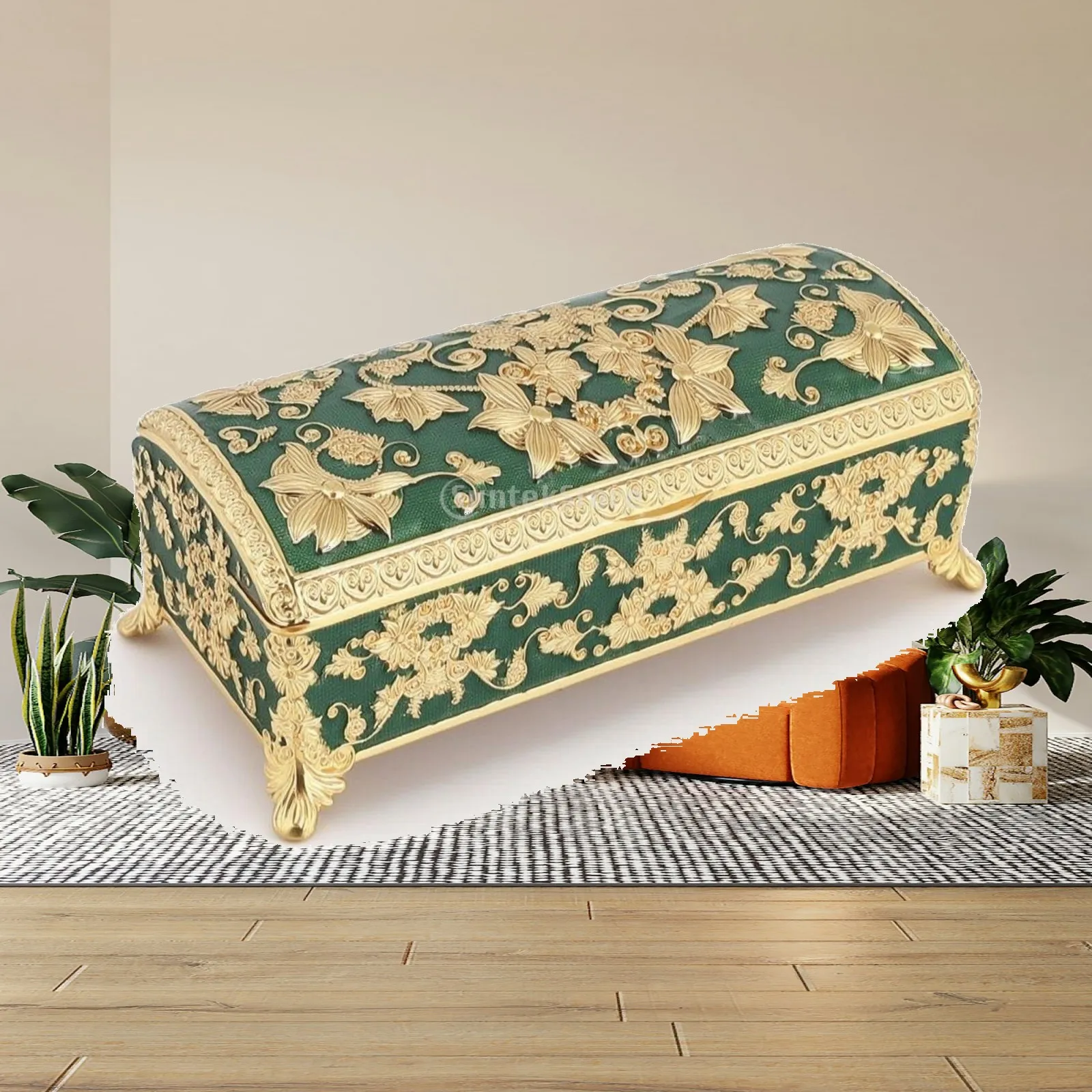 Jewelry Box with Feet Rectangular Decorative Jewelry Box Treasure Chest Case Small Casket Artisan-Crafted for Women, Vanity